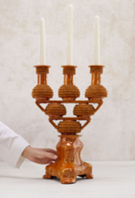 ONORA Candelabro Tres Luces Mostaza