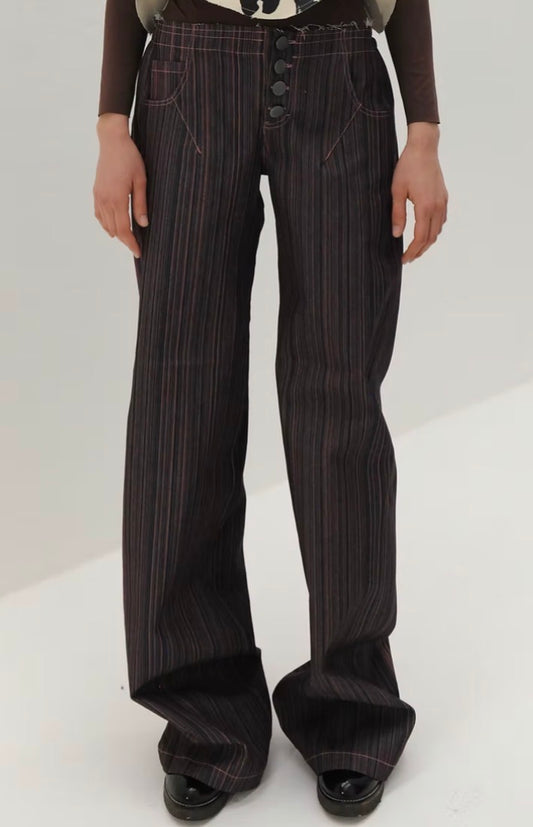 Denim Pink Stripes Trousers