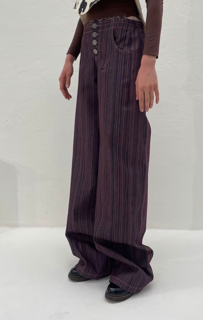 Denim Pink Stripes Trousers