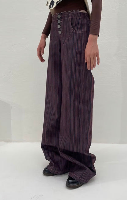 Denim Pink Stripes Trousers