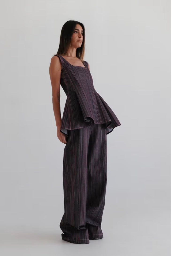 Denim Pink Stripes Trousers
