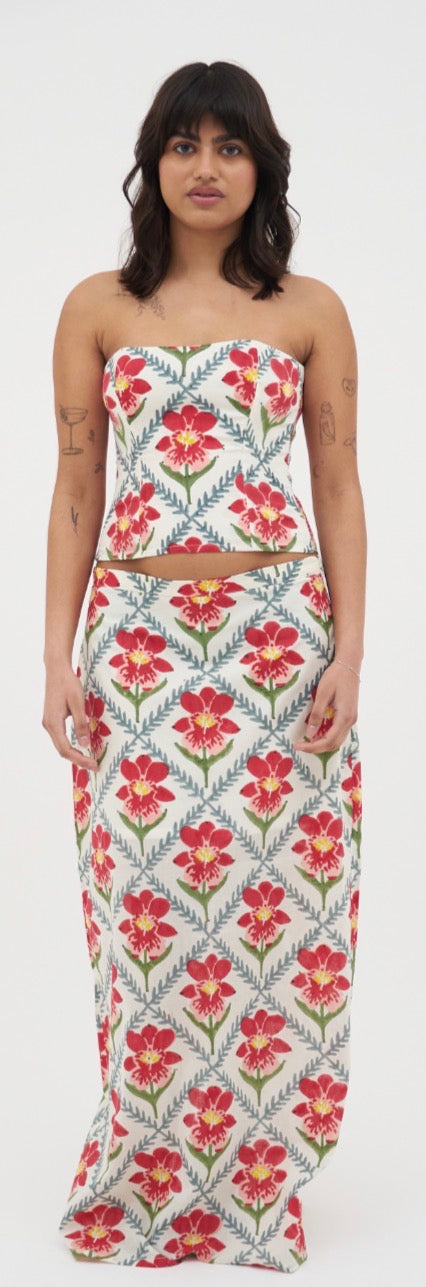 Mendelli Block Print Maxi Skirt