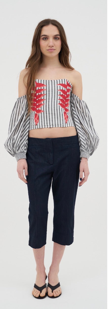 Heliconia Block Print Top