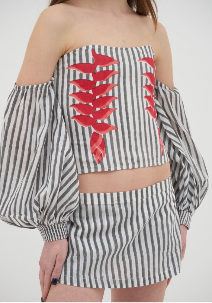 Heliconia Block Print Top