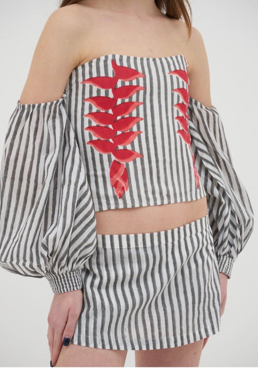 Heliconia Block Print Top