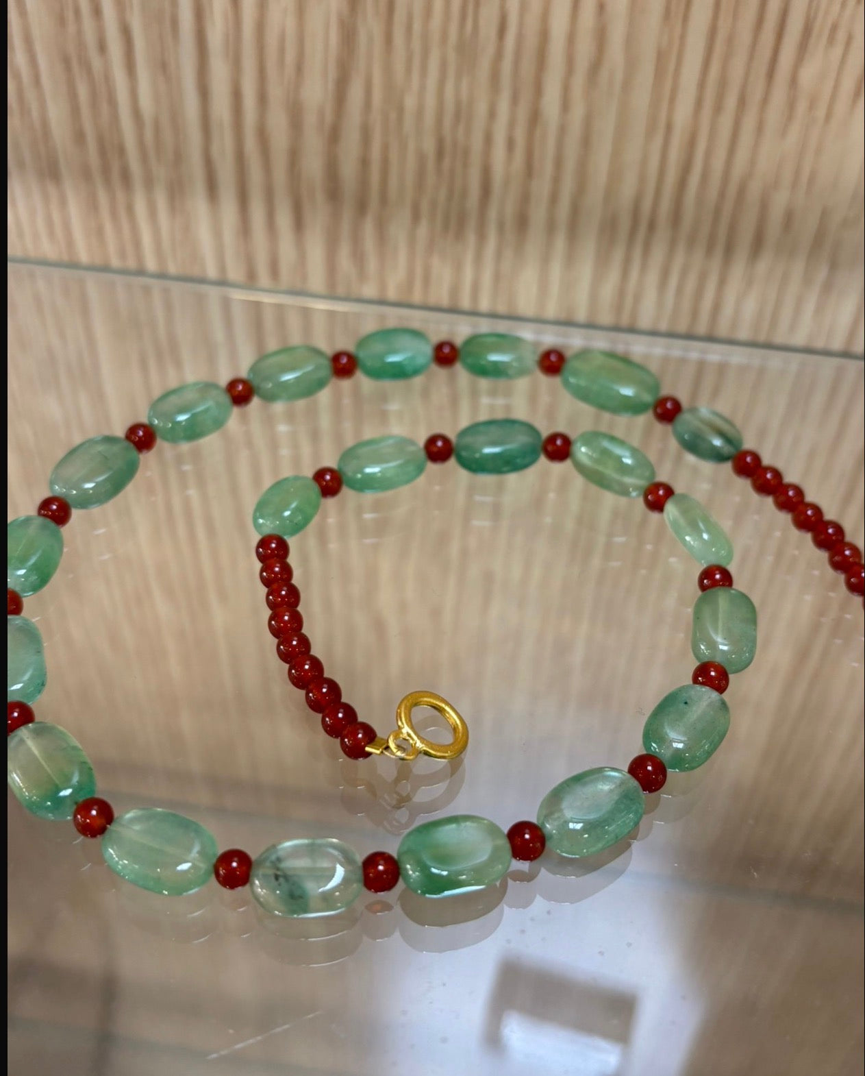 Red Jasper and Olive Jade Necklace